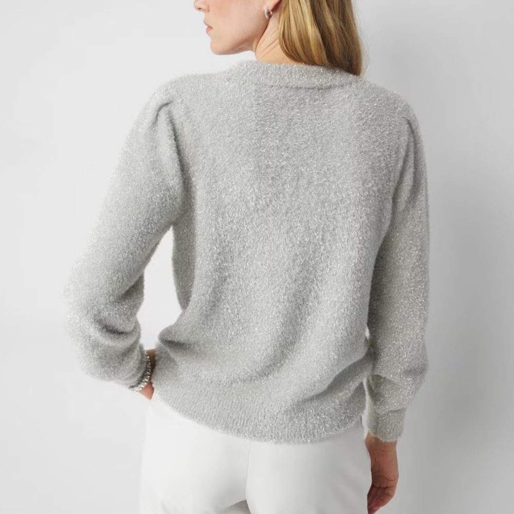 White House Black Market Silver Tinsel Sweater - Picture 3 of 13